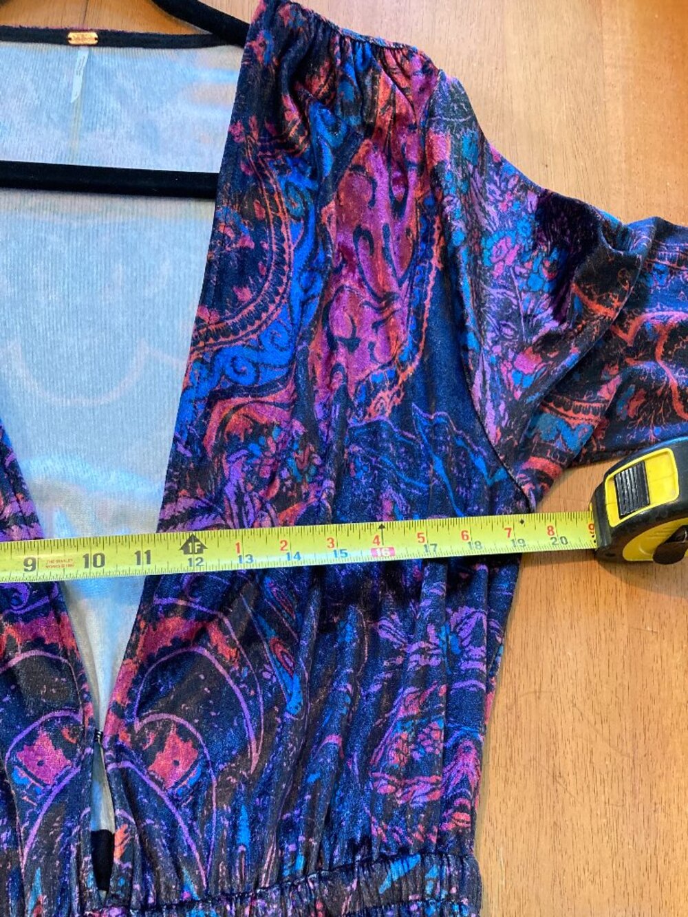 Free People Giselle Velvet Jumpsuit Paisley Wide Leg Plunging V-Neck - Large - Picture 10 of 16